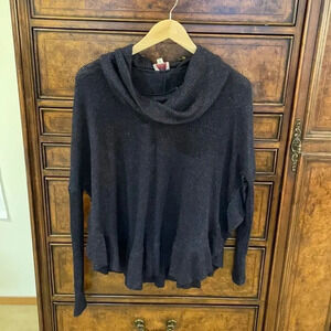 Anthropologie woman’s black with purple shimmer cowl neck sweater